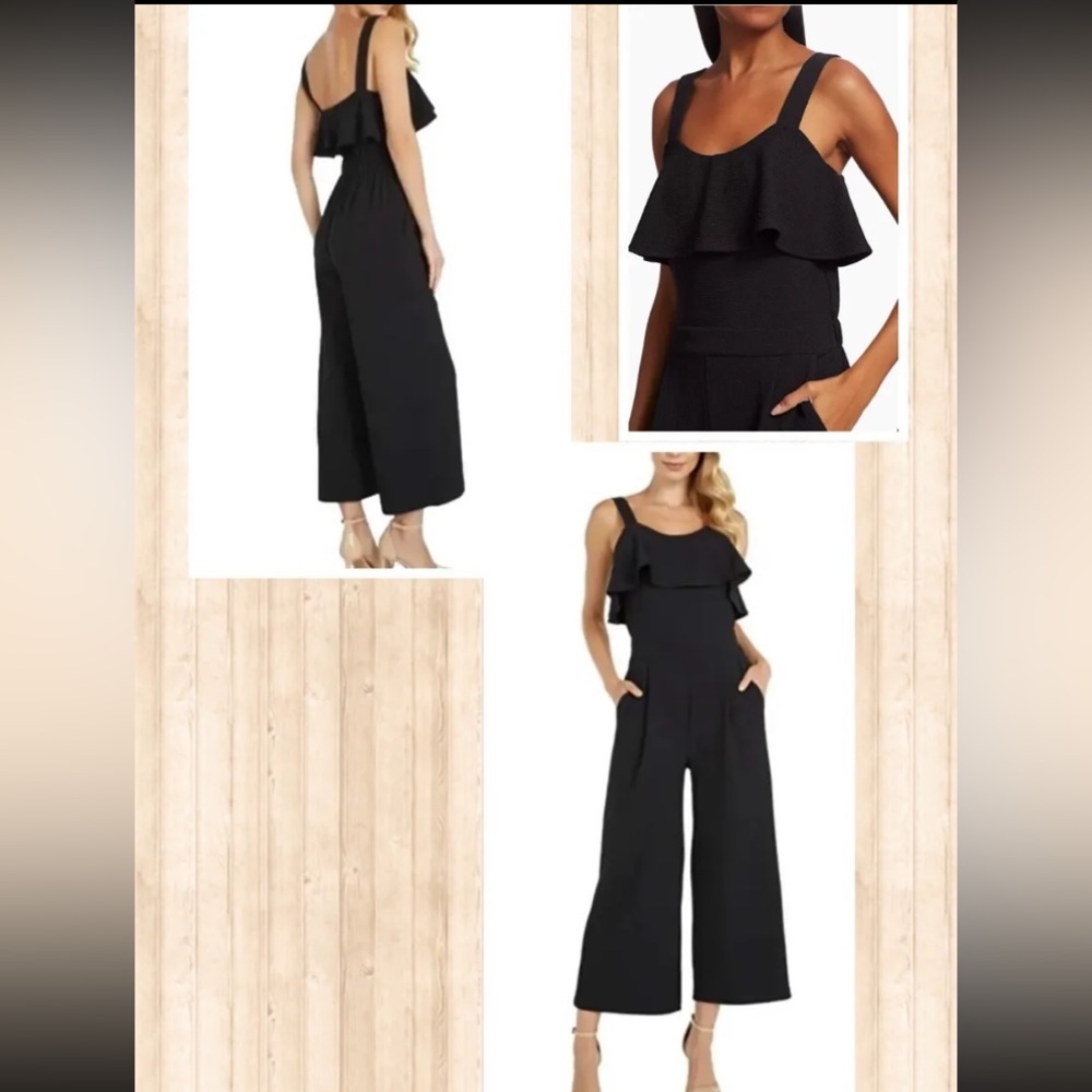 NWT  JOIE Calypso Popover Wide-Leg Jumpsuit Black Size Large Romper